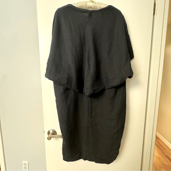 EUC 🌟 Geometric Dress Black Crane 100% linen pockets medium black M GORGEOUS - Picture 5 of 16